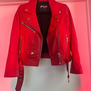 Nasty Gal Red Genuine Leather Jacket